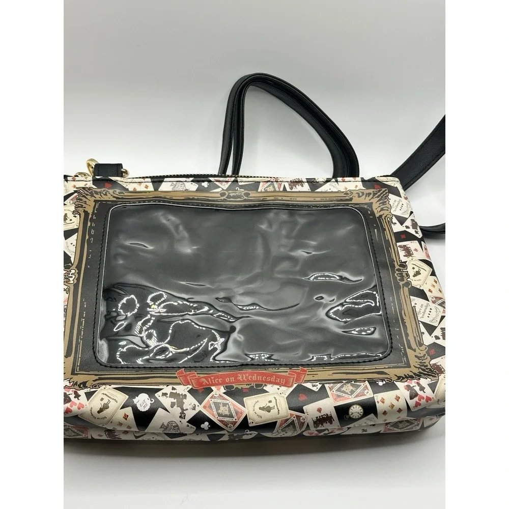 Alice on Wednesday Frame Shoulder Bag Clear Window Black Playing Cards Key Charm